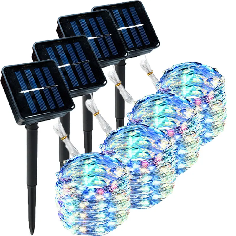 4Set Solar String Fairy Lights 5m 50LED Waterproof Outdoor Camping Gar Solar Pow - £79.86 GBP