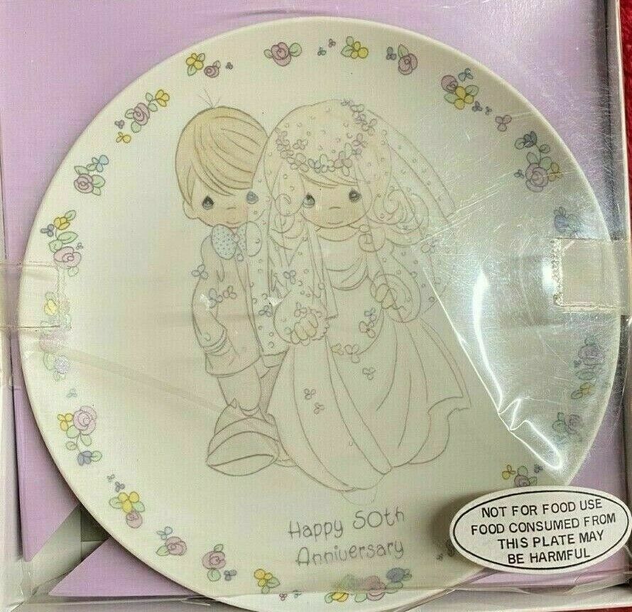 Precious Moments Huge LOT 50 Anniversary Porcelain Bisque Plates with StandEasel - $28.49