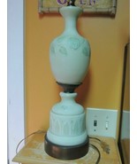 Table Lamp 30" Green Satin Glass early mid century Hand Blown Painted Antique - $22.49