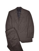 Hickey Freeman Suit Mens 41S Brown Solid Jacket &amp; Pants Bespoke Plaid 34x28 - £105.67 GBP