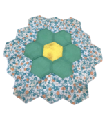 Antique Grandmas Flower Garden Quilt Block Piece Replacement Crafts Gree... - $26.72 CAD
