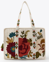 ZARA BNWT 2025. ECRU FLORAL EMBROIDERED QUILTED BAG. 3988/205/712 - $94.27