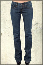Odyn Copper Metal Pocket Womens Ziggy Bootcut Denim Jeans Dark Blue NEW 24-32 - £77.05 GBP