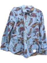Talbots Button Up Shirt Size SP Blue Floral Paisley Long Sleeve Cotton W... - £17.14 GBP