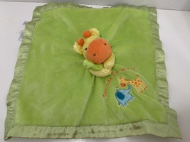 Carter&#39;s green rattle giraffe elephant security blanket lovey Too Cute For Words - £10.12 GBP