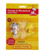 Peanuts - Snoopy (Joe Cool) &amp; Woodstock Bendable Figures with Suction Cups - £10.08 GBP