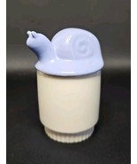 Vintage Max Factor Aquarius Porcelain Jar Snail Lid Blue and White Made ... - $38.79