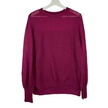 Ella Moss Size L Sweater Penelope Crew Neck Bell Sleeve Knit Pink Magenta - £12.95 GBP