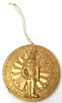 The Nutcracker Soldier Medal Christmas Ornament Gold Tone Ceramic 1970s Vintage - $12.30