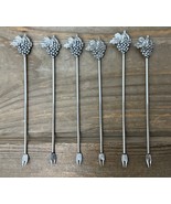 6 Pewter Cocktail Picks 5” - Grape Design- Canape w Wine Seagull Nova Sc... - €18,87 EUR