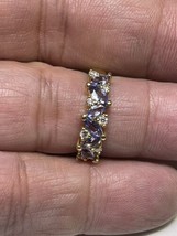 STS (c) 18K Yellow Gold 6 Marquise Iolite 7 Brilliant Round Diamond Ring (Sz 7) - £332.76 GBP