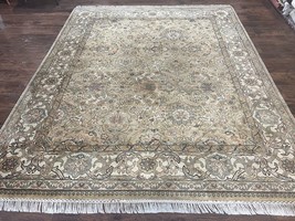 Indo Mahal Rug 8x10 Wool Handmade Floral Carpet Vintage Olive Green Traditional - £1,917.65 GBP