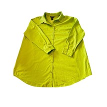 Ashro Green Cotton Button Front Blouse 1X – Long Sleeve Plus Size - $16.83
