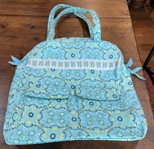 Lemon Hill Quilted Tote Bag Pockets Zippers Blue Yellow Cotton 15&quot; x 13&quot;... - $20.90