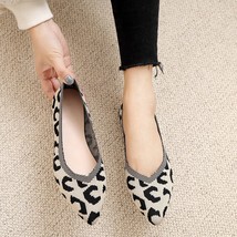 New Fashion Breathable Leopard Mesh Ballet Flats Knit Pointed Toe Slip O... - £20.87 GBP