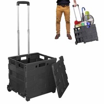 Collapsible Shopping Cart Storage Utility Grocery Wheel Rolling Crate He... - £67.33 GBP