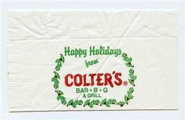 Colter's Texas Bar B Q &amp; Grill Happy Holiday Napkin Menu Dallas Fort Wor... - $13.86