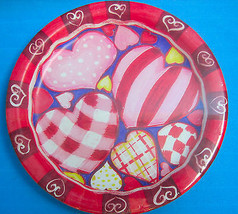Valentine Red Pink Heart Deco Round Paper Plates 8 CT 6 3/4in. Sensations  - £10.23 GBP