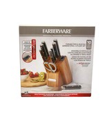 Farberware 10pc Knife Set w/ Block Forged German Steel Triple Rivet w/Sh... - £46.05 GBP