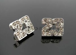 Michael Jordan Jumpman 23 Basketball Silver Tone CZ Stud Hip Hop Bling E... - $15.79