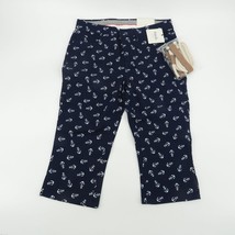 Rafaella Womens Blue White Anchor Belted Skimmer Pants Size 4 New - £11.87 GBP