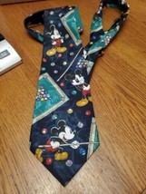 Vintage Disney Mickey Mouse Playing Pool Tie Made In Italy 100% Polyester Used  - £6.32 GBP