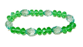 Faceted Two Toned Green Beaded Stretch Bracelet Stackable Size Small To Medium - £4.75 GBP