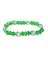 Faceted Two Toned Green Beaded Stretch Bracelet Stackable Size Small To ... - £4.64 GBP