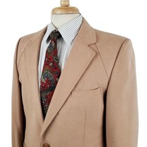 Vintage Sport Coat Blazer Men&#39;s 41R Faux Suede Tan Beige Bill Tabor Rockford, IL - £20.88 GBP