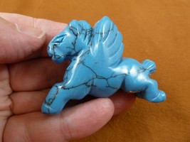 (Y-PEG-RU-731) blue PEGASUS gemstone carving mythical wings horse gem Fi... - $329.75 MXN