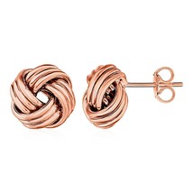 14k Rose Gold Classic Elegant 0.5in Love Knot Post Earrings - £176.66 GBP