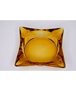 Vintage Amber Glass Square Ashtray 4" x 4" - $12.86
