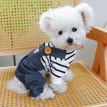 Black and White Stripes Overalls for Dog and Cat,Puppy Denim Clothes,Pet... - $29.99