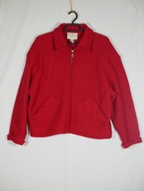 Vintage Express Tricot Red Wool Full Zip Cardigan Sweater Pockets Large - £31.96 GBP