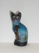 Fenton Glass Cobalt Blue Black Bear In Tree Stylized Cat Figurine Ltd Ed #7/39 - £169.80 GBP