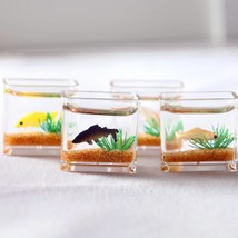 Mini aquarium goldfish koi simulation glass emulate ocean aquarium doll house  - £19.75 GBP