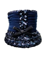 Vintage Jonquil Original 60’s Midnight Blue Woven Shiny Straw Chiffon Bu... - $58.87 CAD