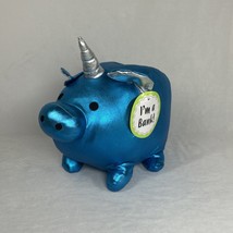 Jumbo Blue Piggy Unicorn Plush Coin Bank, New - $372.61 MXN