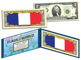 FRANCE - Flags of the World Genuine Legal Tender U.S. $2 Bill Currency - £11.11 GBP