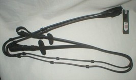 HORZE Black Leather Reins - Full with Stops- 5/8&quot; new in package - £17.49 GBP