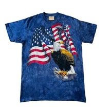 The Mountain USA Bald Eagle Leather Tag Flag T Shirt Large 90&#39;s Vintage - £21.29 GBP