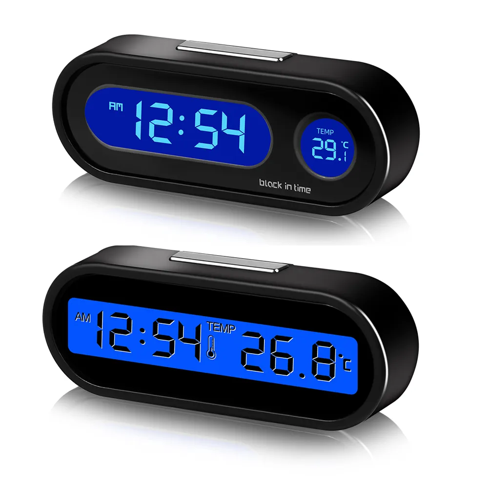 Car Clock Time Watch Mini Electronic Auto Clocks Luminous Interior Thermometer - £10.75 GBP+