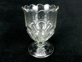 Vintage Clear Glass Goblet, Scalloped Rim, Layered Teardrop Thumbprint Pattern - £11.44 GBP
