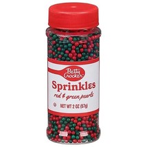 Betty Crocker Sprinkles Red &amp; Green Pearls, 2 oz Bottle - £6.96 GBP