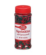 Betty Crocker Sprinkles Red &amp; Green Pearls, 2 oz Bottle - £7.10 GBP