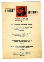 The Lamplighter Midnight Specials Menu 1942 Columbus Ohio  - £35.41 GBP