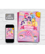 Editable Little Pony Birthday Invitation: Canva Template for Birthday In... - $91.03 MXN