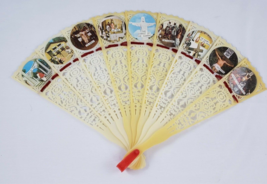 Vintage Plastic Celluloid Jesus Life Folding Hand Fan Religious Print Ho... - £6.35 GBP