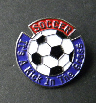 Soccer Its A Kick In The Grass Funny Football Sports Lapel Pin Badge 1 Inch - £4.43 GBP