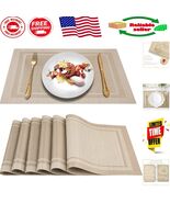 Luxury Beige Placemats Set of 6 - Woven, Heat Resistant, Perfect for Dining - $526.10 MXN